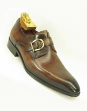  Mens Fashionable Carrucci Slip On Side Single Buckle Style Chestnut Shoes