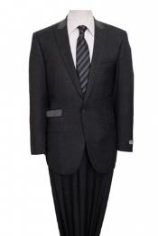 SKU#Ts24 1 Button Men's Executive 100% Wool Suit Charcoal