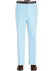  Stage Party Pants Trousers Flat Front Regular Rise Slacks Light Blue ~