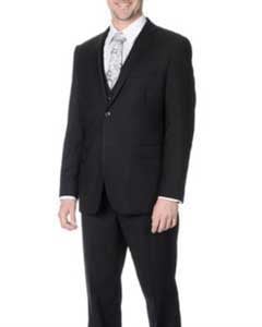  Mens 100-percent polyester Slim Fit Black Vested Business Suits