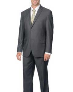  Mens Slim Fit Grey 2-button Notch Collar Business Suit