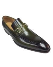  Mens Green Dress Shoes Mens Leather Fashionable Carrucci Slip On Style Green