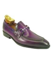  Mens Slip On Leather Fashionable Carrucci Shoe Purple With Top Silver Buckle