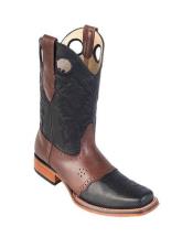  Los Altos Square Toe Black & Brown Boots With Saddle Rubber
