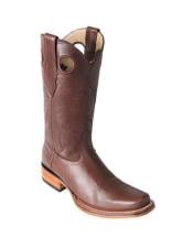 Los Altos Square Toe Brown Boots With Saddle Rubber Sole Handmade