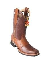  Los Altos Square Toe Boots Brown & Honey With Saddle Rubber