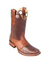  Los Altos Square Toe Brown & Honey Boots With Saddle Rubber