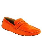  Mens stylish Casual Slip-On Stylish Dress Loafer Orange Shoes