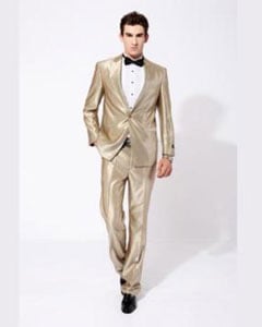  Slim Fit Suit Mens Champagne ~ Tan Shiny Flashy Sharkskin 2 button