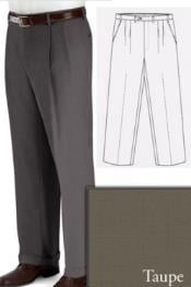 Taupe Pic-Stitched Edges Big and Tall Dress Pants Slacks For Men 