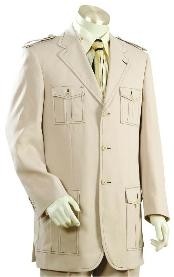  Button Cane Beige Mens Suit 
