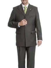  Mens 3 Button Dark Charcoal Vested Cheap Priced Business Three buttons Suits