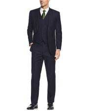  Navy  Vested 3 Pieces Suit