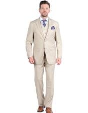 Giorgio Fiorelli Men  2 Button 3 Piece Double Vents Beige Suit