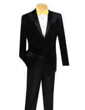  Style#-B6362 Mens 2 Button Velvet Tuxedo  Black