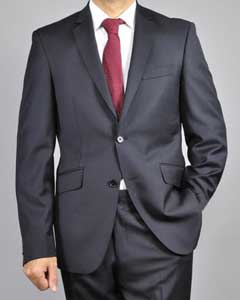  Mantoni Mens Black 2-Button Wool Slim-Fit Suit - High End Suits -