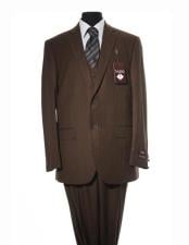  Mens Brown Pinstripe Design  2 Button Suit With Matching Vest
