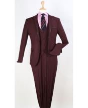  Mens Two Toned And Fashion Trim Lapel Burgundy Wedding / Prom / Homecoming Tuxedo Vested 3 Pieces Burgundy