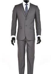  Mens Charcoal 2 Button Slim Fit Suit - Color: Dark Grey Suit