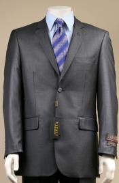  Mens Sharkskin Suits Two Button Suit New Edition Shiny Sharkskin Charcoal -