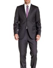  Mens 2 Button Slim Fit Wool Charcoal GraySuit- Color: Dark Grey Suit