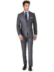  Mens 2 Button 100% Super 150s Wool Charcoal Gray Suit