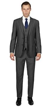  Mens Charcoal Grey  2 Button  Three Piece TR Blend Suit
