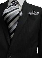  Bertolini 2 Button Charcoal with Hidden Pinstripes Wool & Silk Blends Suit