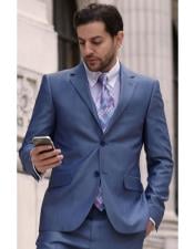  Mens French Blue 2 Button Fashion Suits