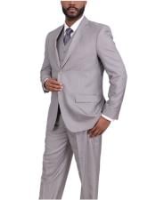 Mens Two Button Classic Fit Gray houndstooth checkered Three Piece Pleated Suit