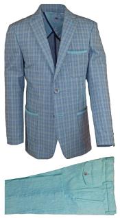 Boys Notch Lapel Gray 2 Pc Linen Tonal Suit And Pant