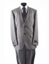  Tazio Brand Suit Mens Textured Pattern 2 Button Gray Matching Vested Suit
