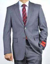  Authentic Mantoni Brand Mens Italian Two Button  Gray Solid Double Vent Suit- High End Suits - High