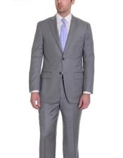  Mens Gray Birdseye Wool 2 Button Classic Fit Suit Flat Front Pants