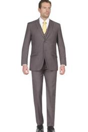  Mens Mid Grey Two Button 3 Piece Slim Fit Vested Suit