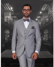  Statement Confidence Mens Solid Grey 2 Button Modern Fit 3 Piece Wool