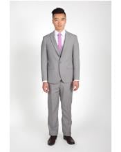  Mens 2 Button Groomsmen Suits ~ Groom Wedding Heathered Grey Slim Fit