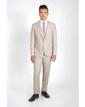  Mens 2 Button Heathered Tan Groomsmen Suits ~ Groom Wedding Slim Fit