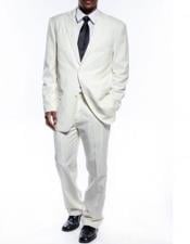  Mens Two Button Ivory Suit Pleated