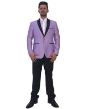  Style#-B6362 Mens Lavender 2 Button Black Shawl Lapel Cheap Priced Designer Fashion