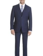  Collezione Suit - italy Mens Modern Fit Midnight Blue Vested 2 Button