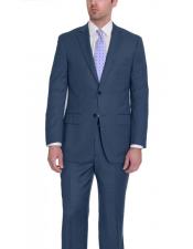  Dark Navy Blue Suit For Men Birdseye 2 Button  Wool Suit