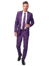  Notch Lapel 2 Button Purple Pimp Tiger Costume Single Breasted Suit 
