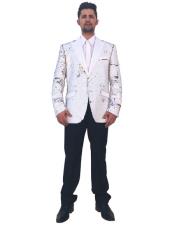  Style#-B6362 Mens White Shiny Sequin 2 Button Cheap Priced Designer Fashion Dress