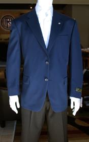  Sport Coat Jacket Blazer 100% Wool Patterned Fabric Two Button Single Breasted Navy 