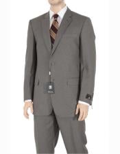  Mens Taupe Regular Fit Birdseye Pattern Side Vent Two Button Suit
