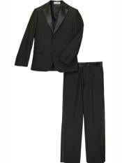  Pc Sating Collar Kids Sizes Notch Lapel Black Tuxedo Suit Perfect