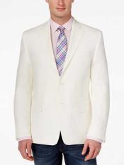  Mens Classic Fit 2 Button White Solid Linen Sport Coat Blazer