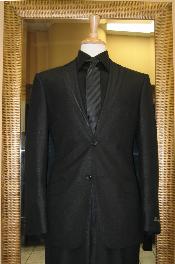  2 Button Black Slim Fit Suit with Taping on the Lapels 