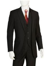  Discounted Mens Black 2 Buttons 3 Pieces Vested Suit Pleated Pants Regular